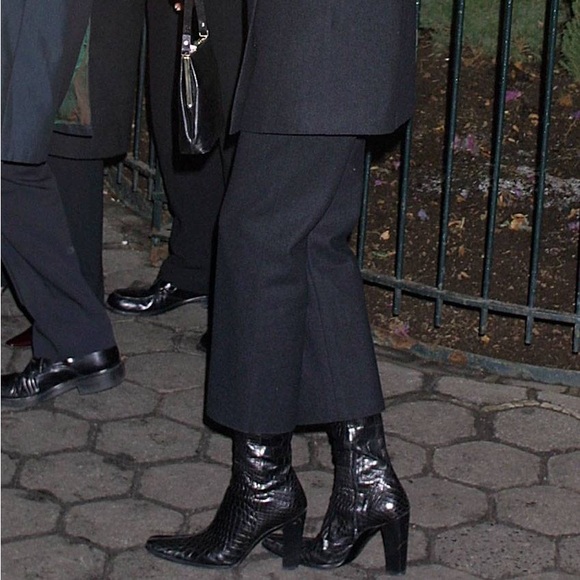 Steve Madden bLack Burgundy leather crocodile square toe ankle boots - Picture 4 of 8